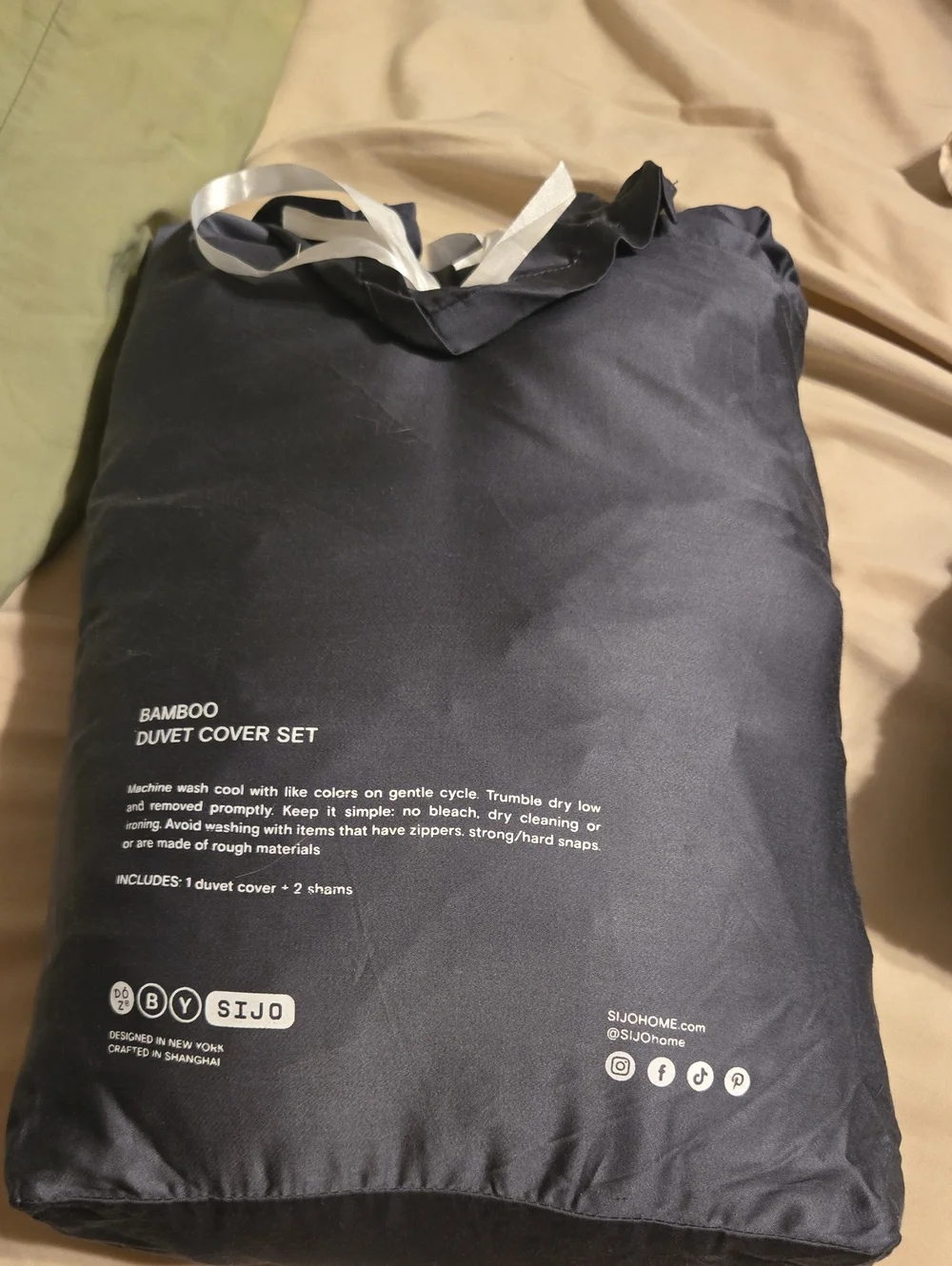 SIJO Bamboo Duvet Cover Set - Charcoal/Navy King/California King
